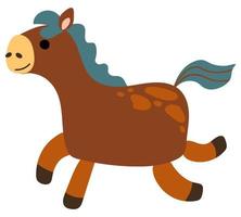 Cute drawn horse. White background, isolate. Vector illustration.