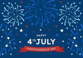 Design congratulations on the Independence Day of the United States of America, Memorial Day, decorated with a background of fireworks and stars, July 4th. Banner for the Internet, greeting card. vector