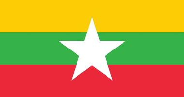 Myanmar flag with original RGB color vector illustration design