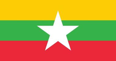 Myanmar flag with original RGB color vector illustration design