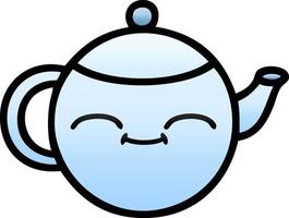 gradient shaded cartoon happy teapot vector