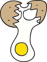 quirky hand drawn cartoon cracked egg vector