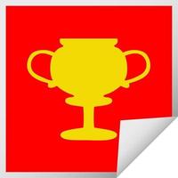 square peeling sticker cartoon gold trophy vector