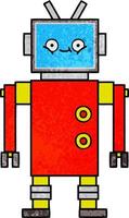 retro grunge texture cartoon robot vector