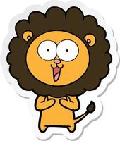 pegatina de un león de dibujos animados feliz vector