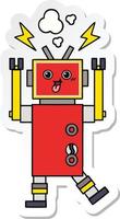 sticker of a cute cartoon robot vector