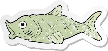 retro distressed sticker of a cartoon fish vector