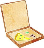 retro cartoon doodle of a slice of pizza vector