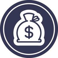 Saco de dinero icono circular vector