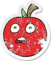 retro distressed sticker of a cartoon tomato vector
