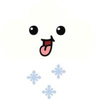 nube de nieve de dibujos animados retro de color plano vector