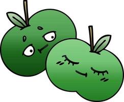 manzanas de dibujos animados sombreadas degradadas vector