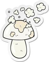 sticker of a cartoon mushroom vector