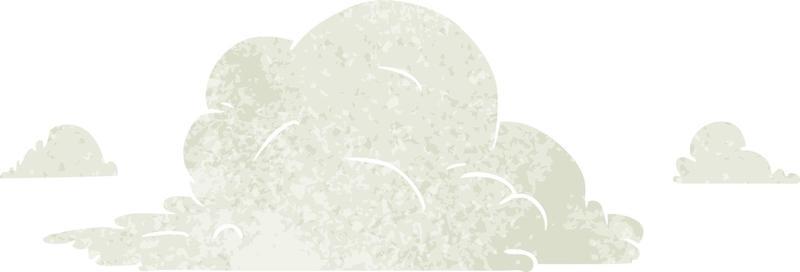 retro cartoon doodle of white large clouds