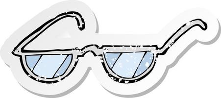 retro distressed sticker of a cartoon glasses vector