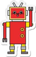 sticker of a cute cartoon happy robot vector