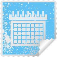 distressed square peeling sticker symbol work calendar vector