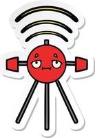 sticker of a cute cartoon satellite vector