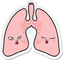 sticker of a cartoon lungs vector