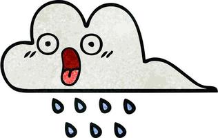 nube de lluvia de dibujos animados de textura grunge retro vector