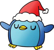 christmas gradient cartoon of kawaii penguin vector