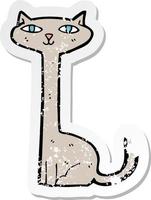 retro distressed sticker of a cartoon cat vector