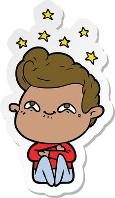sticker of a cartoon excited man