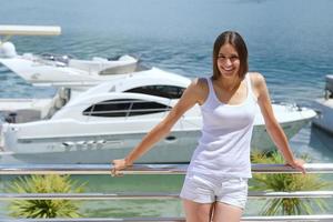 woman on luxury yacht photo