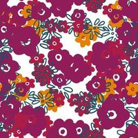 Abstract colorful doodle flower with curls seamless pattern. Messy fantasy floral vector