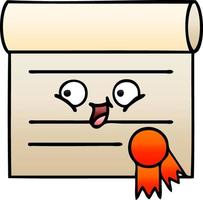 gradient shaded cartoon certificate vector
