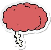 sticker of a cartoon brain vector