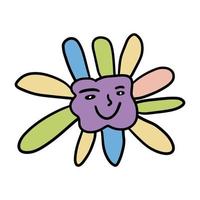 Groovy Smiling Flower Hippie. Positive 70s retro smiling daisy vector