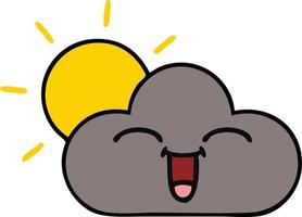 cute cartoon storm cloud and sun vector