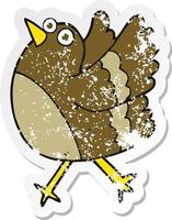 retro distressed sticker of a cartoon happy bird vector