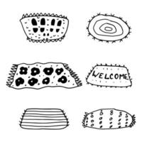 Set of cute doodle welcome or home carpets vector