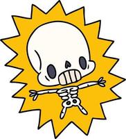 cartoon kawaii electrocuted skeleton vector