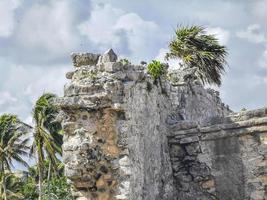 antiguo tulum ruinas maya sitio templo pirámides artefactos paisaje marino méxico. foto