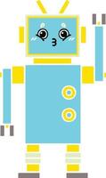 flat color retro cartoon robot vector