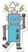 sticker of a cute cartoon dancing robot vector