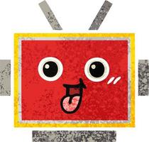 retro illustration style cartoon robot head vector