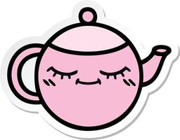 sticker of a cute cartoon teapot vector