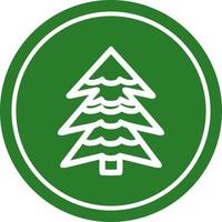 snowy tree circular icon vector