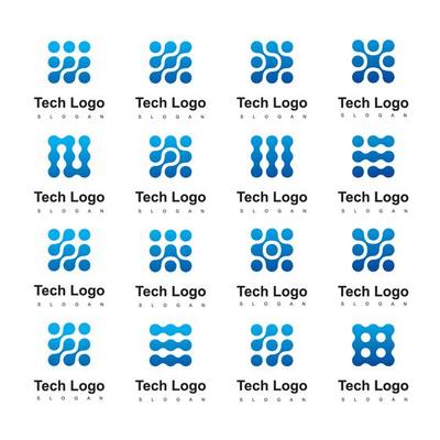 Technology Logo Template Using Molecule Icon
