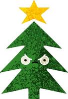 retro illustration style cartoon christmas tree vector