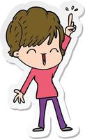 sticker of a cartoon laughing woman vector