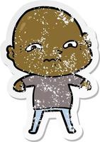 distressed sticker of a cartoon nervous man vector