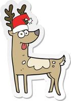 sticker of a cartoon crazy reindeer vector