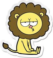 sticker of a cartoon bored lion vector