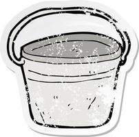 retro distressed sticker of a cartoon metal bucket vector