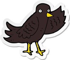 sticker of a cartoon waving bird vector